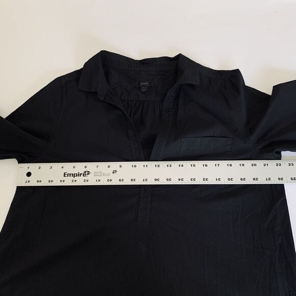 J Crew Maxi Shirtdress L Black Cotton Poplin Tunic Popover Long Sleeve Bungalow - Picture 10 of 13